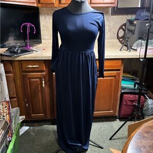 Elegant Navy Blue Long Sleeve Dress